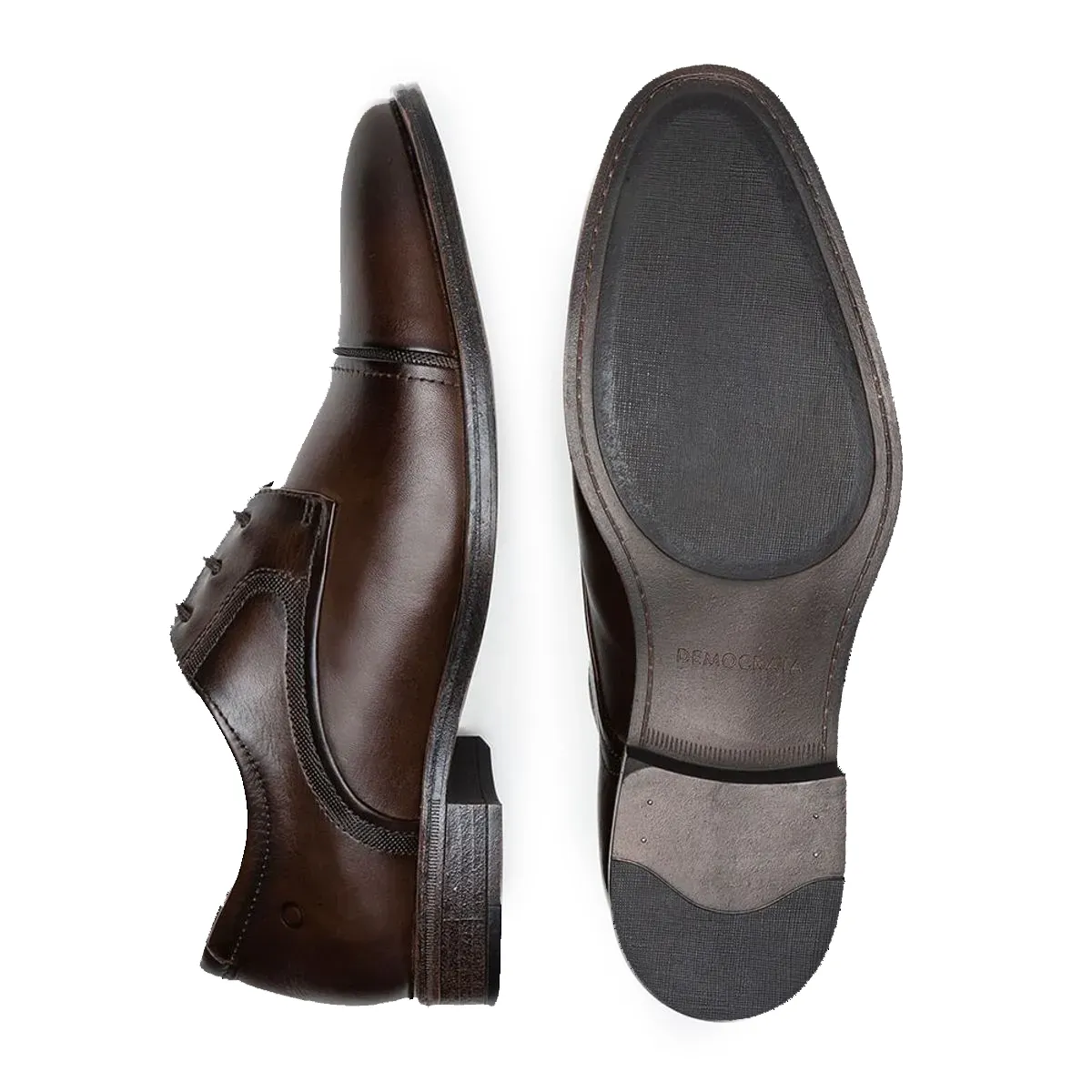 Sapato Democrata Madison masculino couro tabaco vista lateral